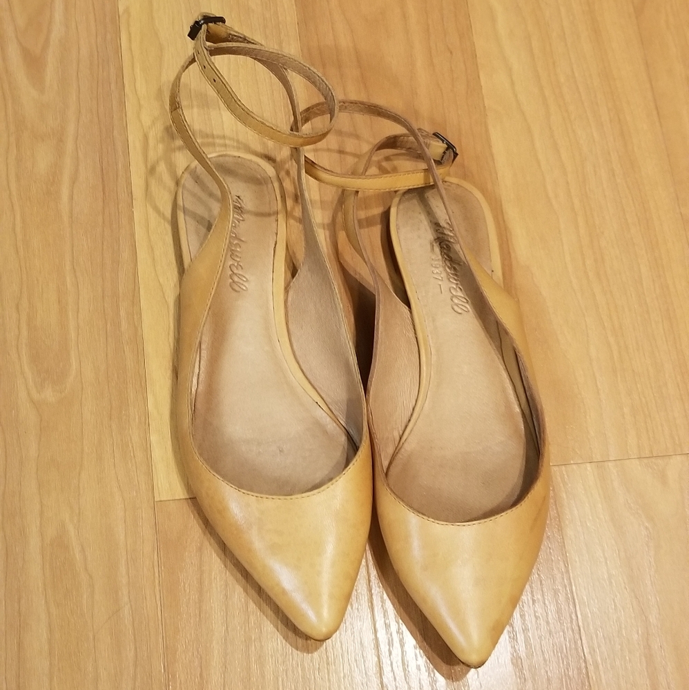 Madewell Margot Leather Ankle Wrap Pointed Flats